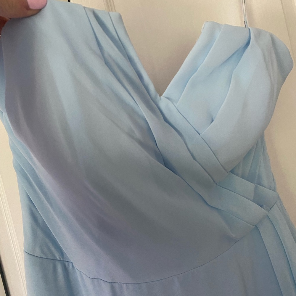 Morilee Madeline Gardner Sky Blue Strapless Bridesmaid Dress - Picture 2 of 4